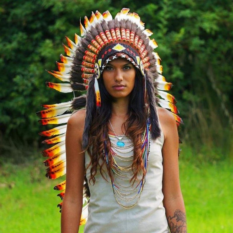 Novum Crafts Feather Headdress | Native American Indian Inspired | Choose Color (Rainbow) - Image 4